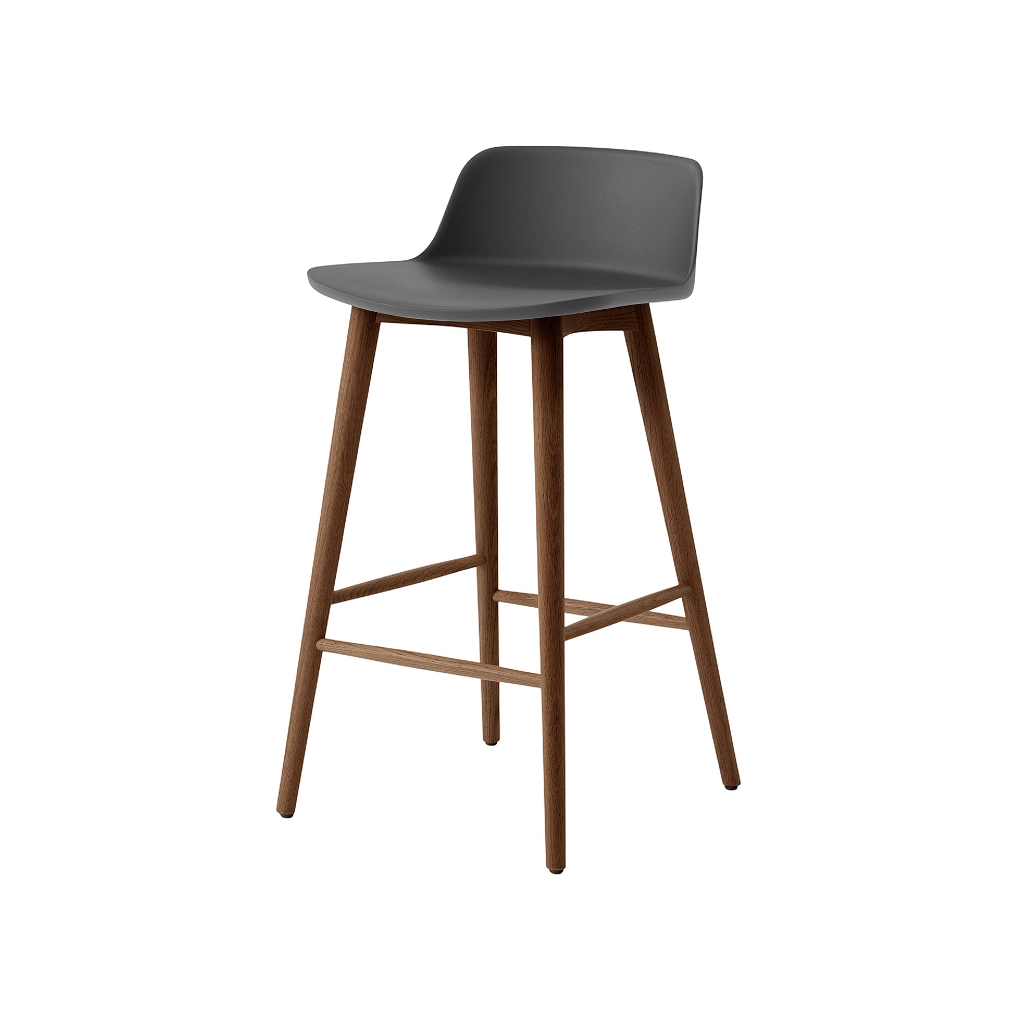 Rely Bar + Counter Low Backrest Chair: HW123 + HW118 + Counter (HW118) + Stone Grey + Walnut
