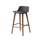Rely Bar + Counter Low Backrest Chair: HW123 + HW118 + Counter (HW118) + Stone Grey + Walnut
