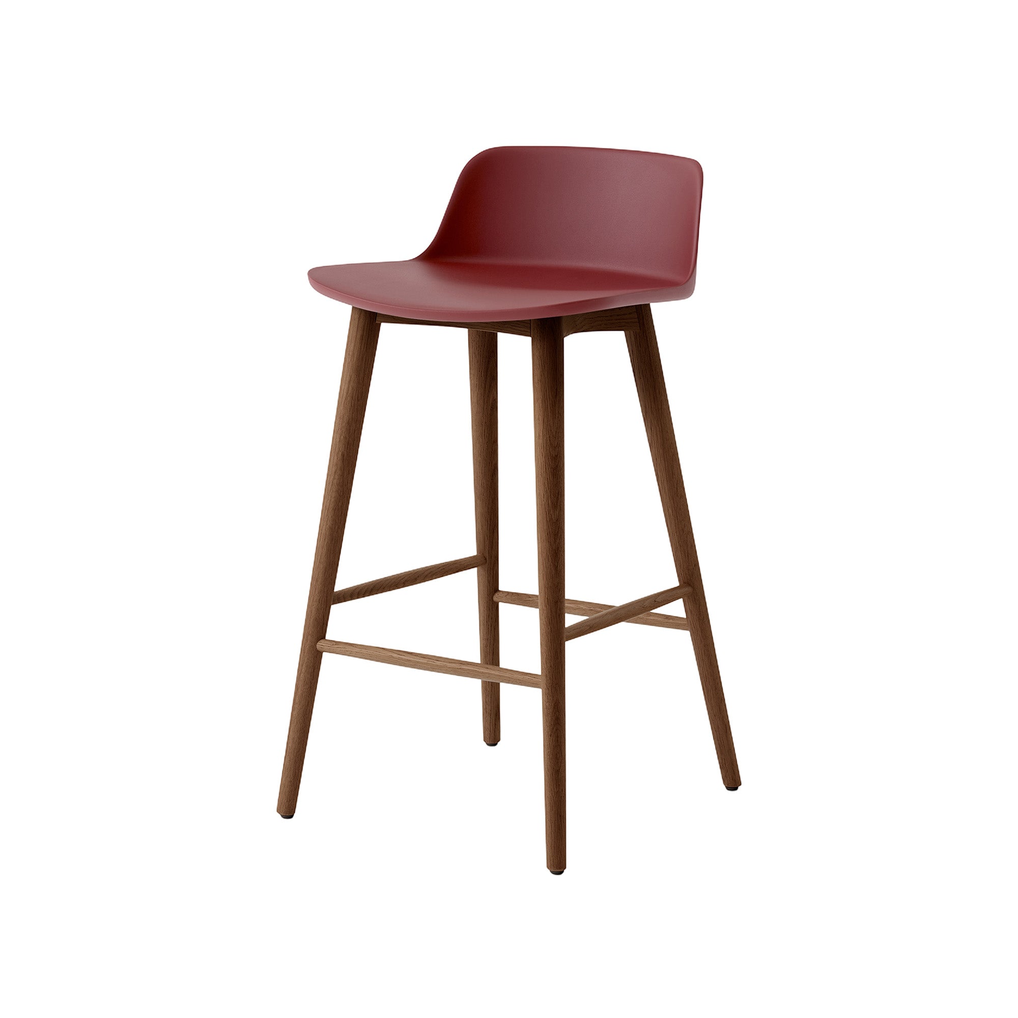 Rely Bar + Counter Low Backrest Chair: HW123 + HW118 + Counter (HW118) + Red Brown + Walnut