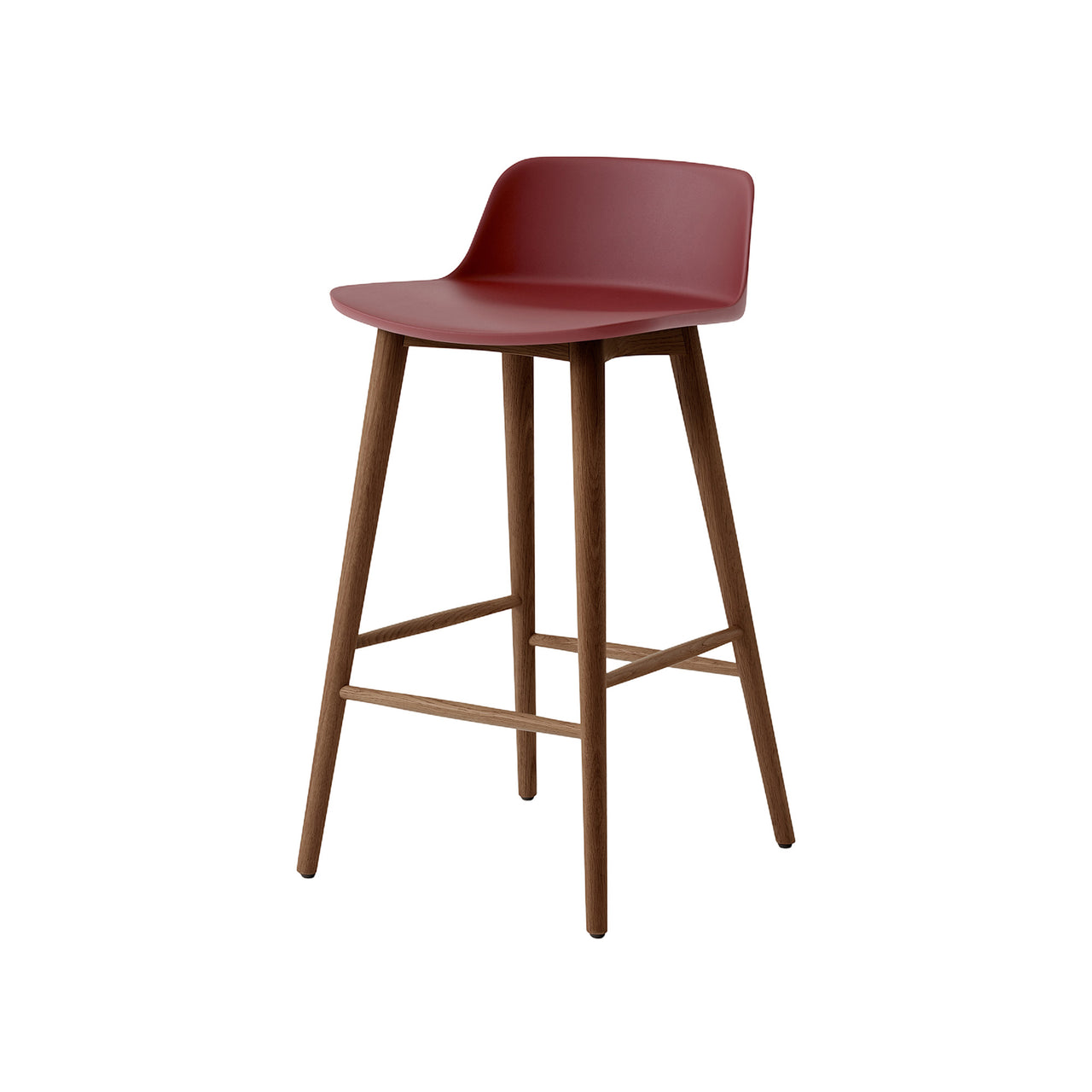 Rely Bar + Counter Low Backrest Chair: HW123 + HW118 + Counter (HW118) + Red Brown + Walnut