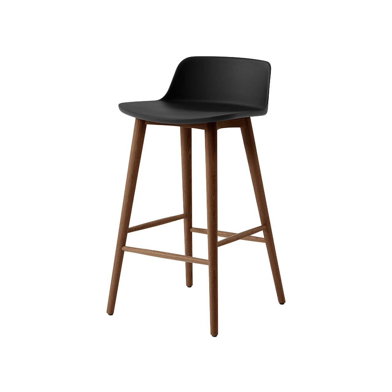Rely Bar + Counter Low Backrest Chair: HW123 + HW118 + Counter (HW118) + Black + Walnut