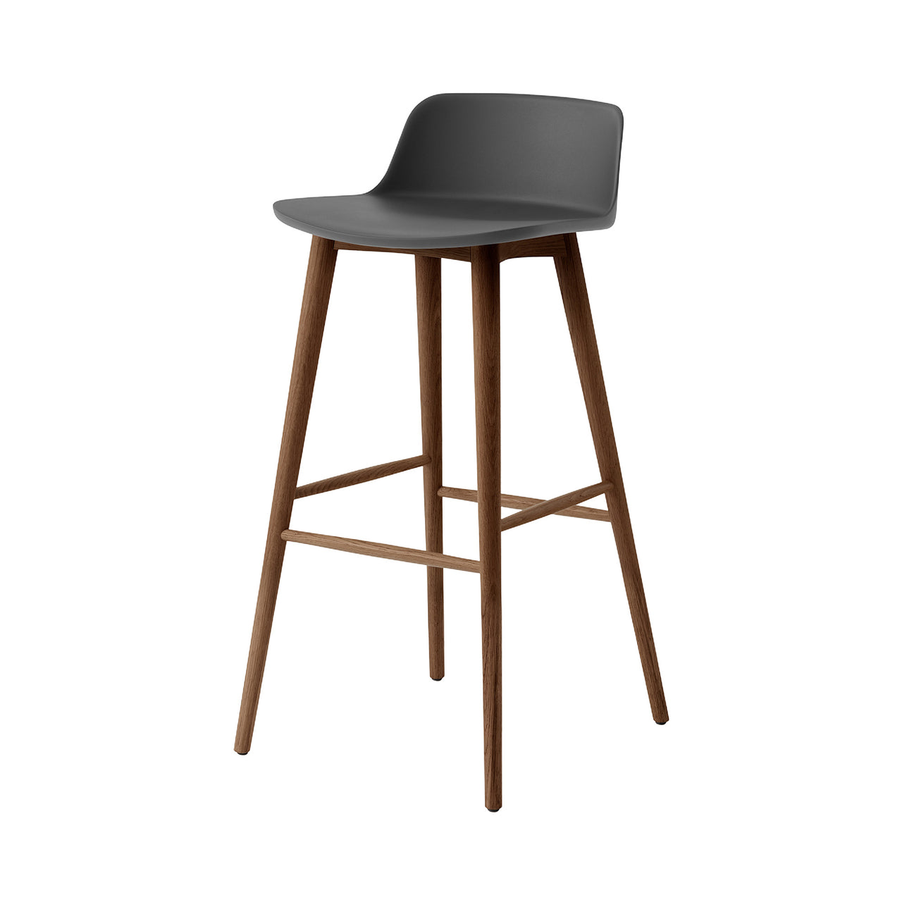 Rely Bar + Counter Low Backrest Chair: HW123 + HW118 + Bar (HW123) + Stone Grey + Walnut