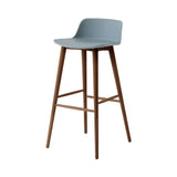Rely Bar + Counter Low Backrest Chair: HW123 + HW118 + Bar (HW123) + Light Blue + Walnut