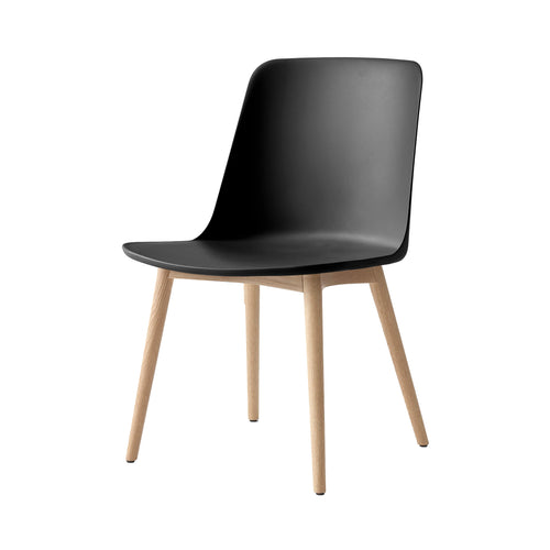 Rely Side Chair: HW71 + Black + Clear Lacquered Oak