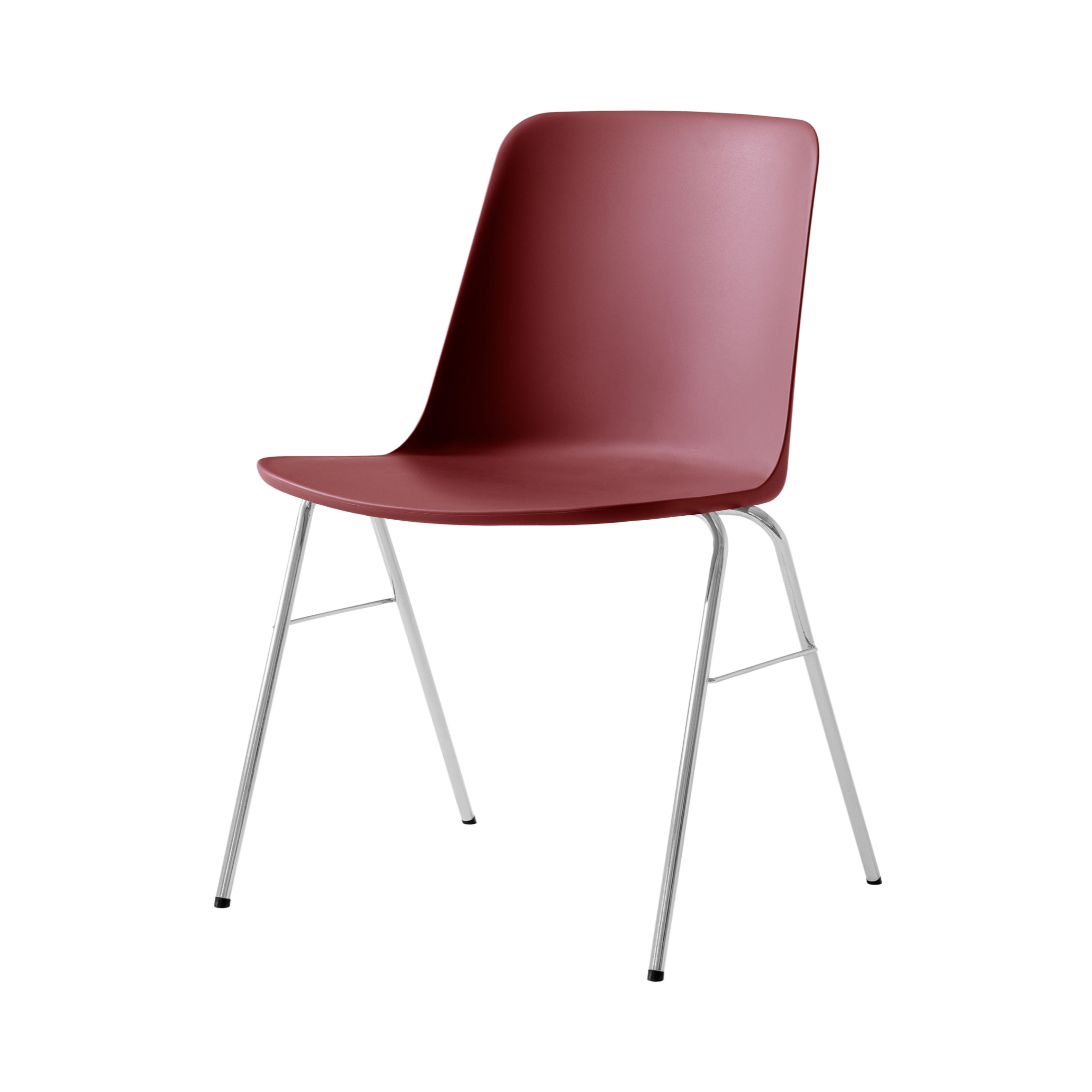 Rely Stacking Chair: HW26 + Red Brown + Chrome