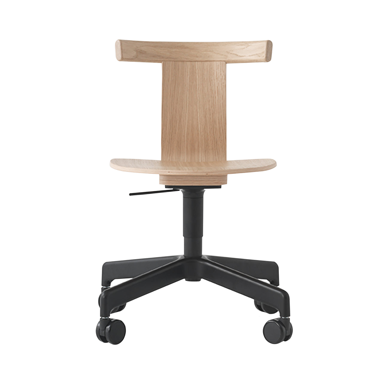 Jiro Swivel Chair: Natural Oak + Black + With Castors