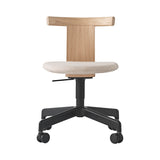 Jiro Swivel Chair: Upholstered + Natural Oak + Black + With Castors