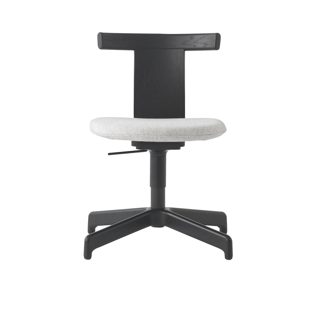 Jiro Swivel Chair: Upholstered + Black Oak + Black + Without Castors