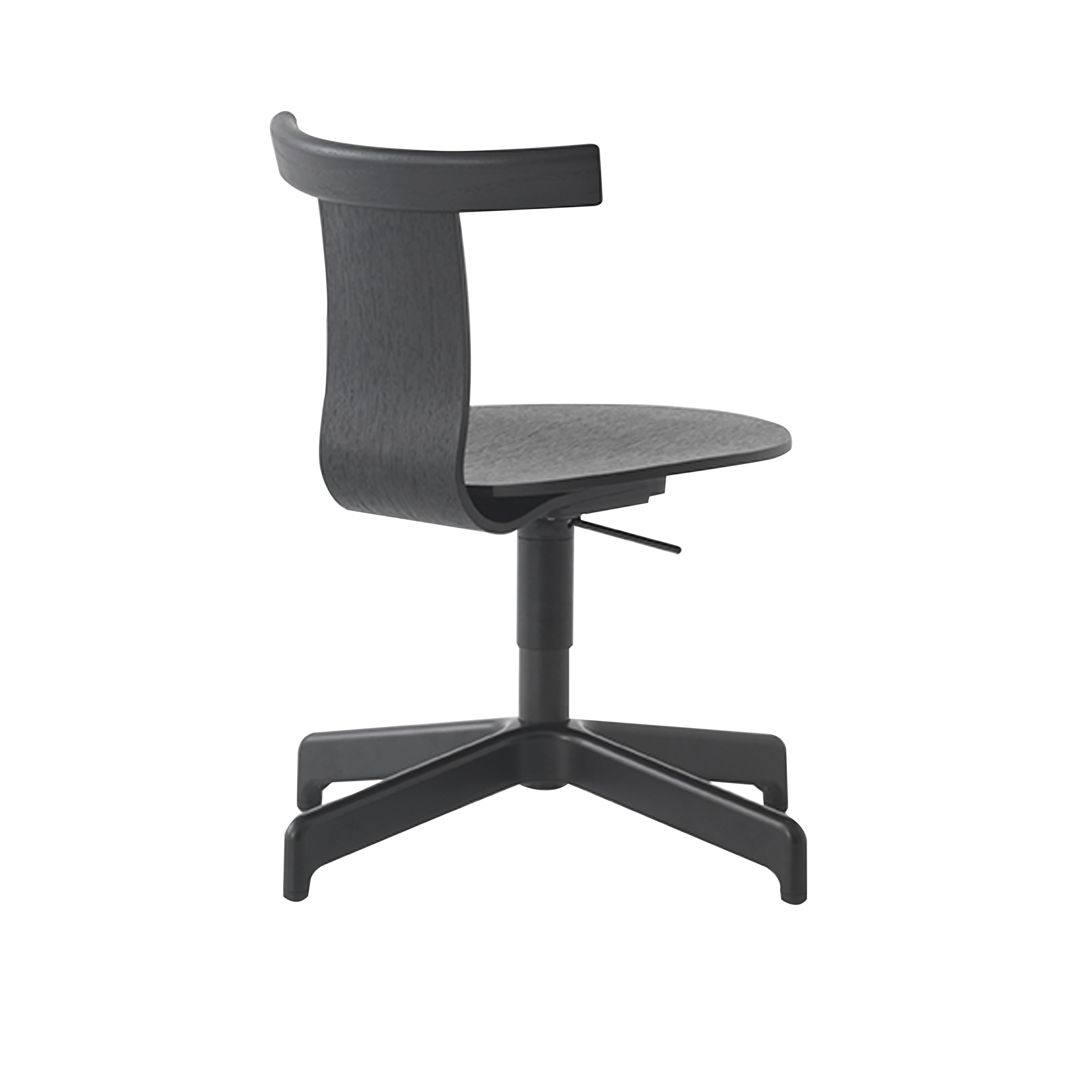 Jiro Swivel Chair: Black Oak + Black + Without Castors