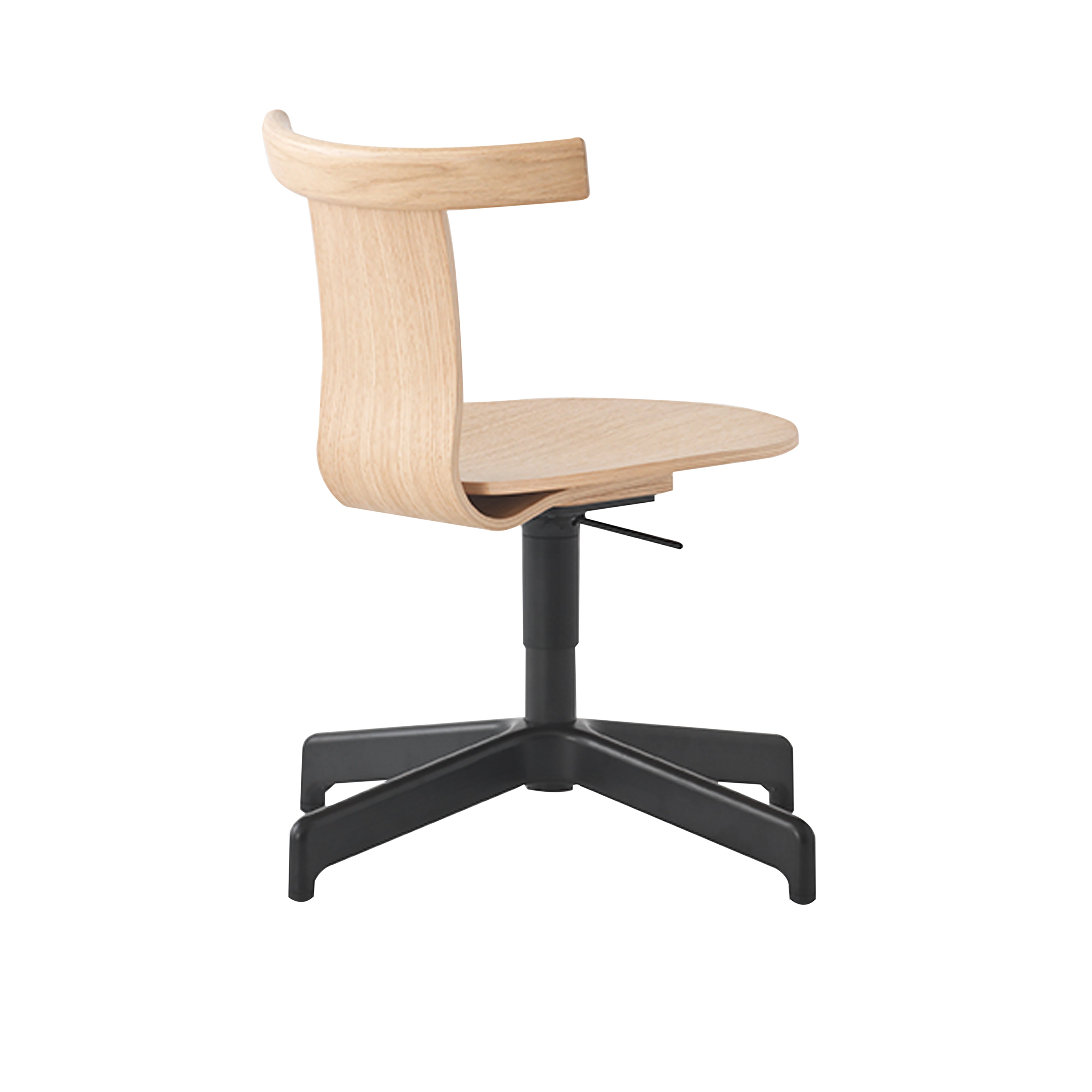 Jiro Swivel Chair: Natural Oak + Black + Without Castors
