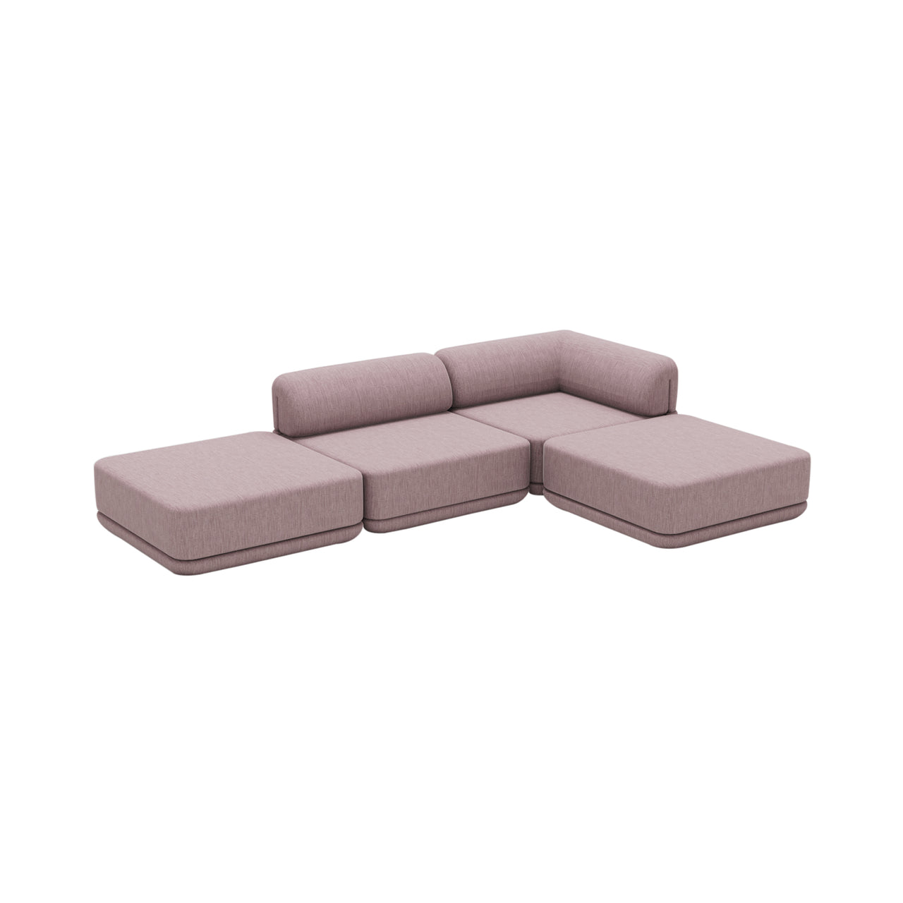 Cube Modular Sofa: Configuration 5 + Chenille Rose