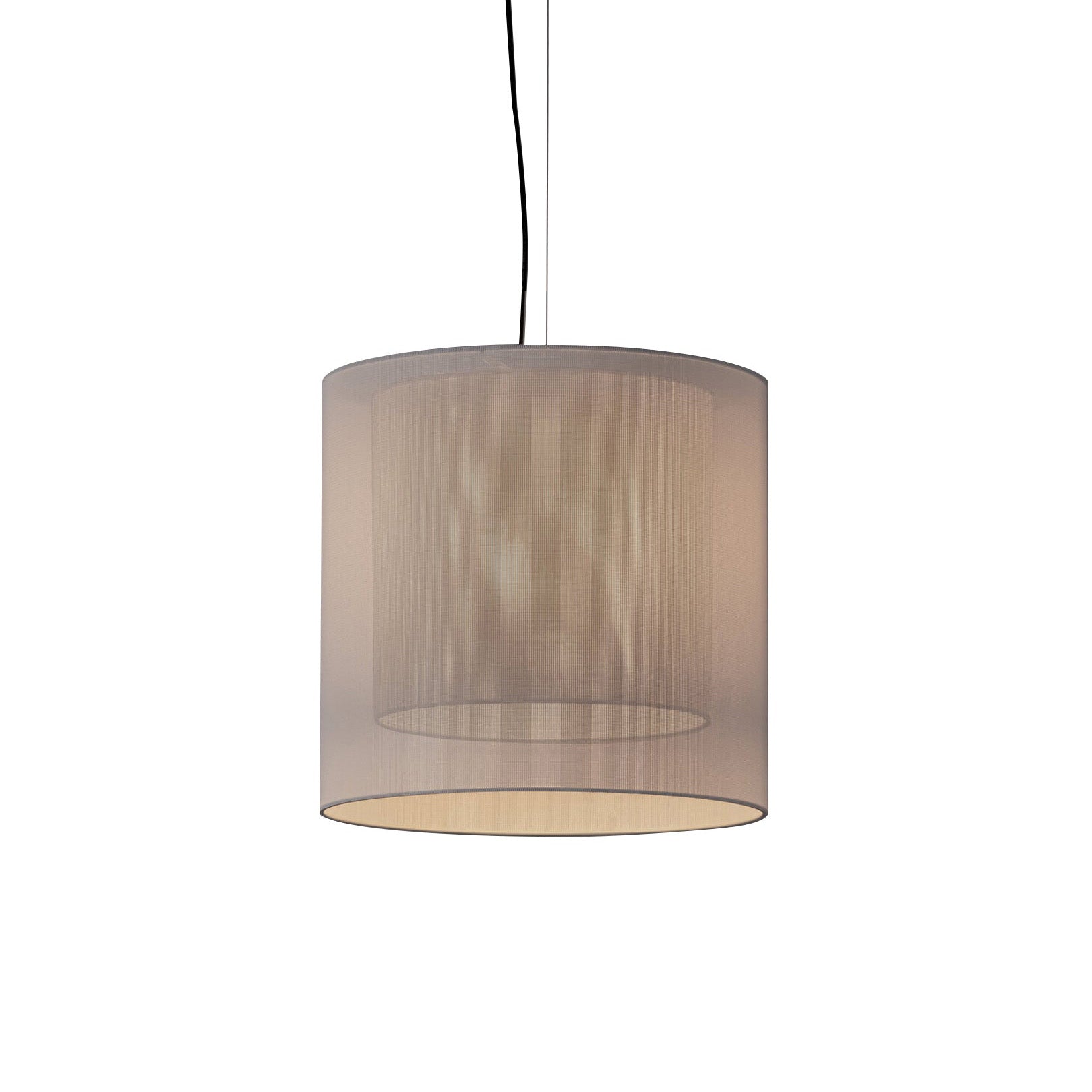 Moaré Pendant Lamp: Medium (Double Shade) + White + Grey