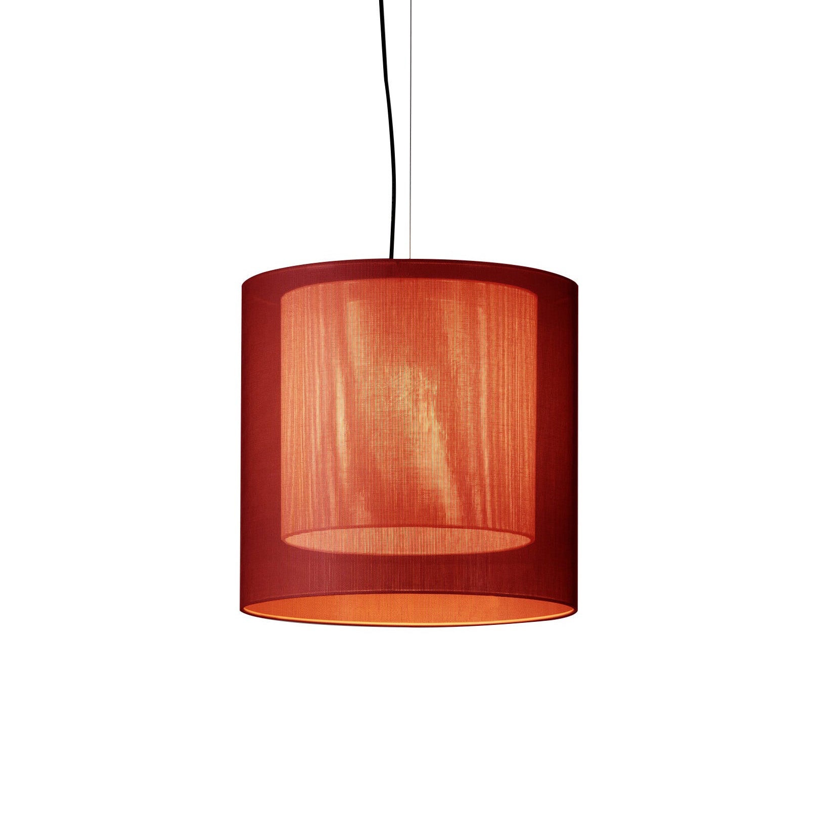 Moaré Pendant Lamp: Medium (Double Shade) + Red + White