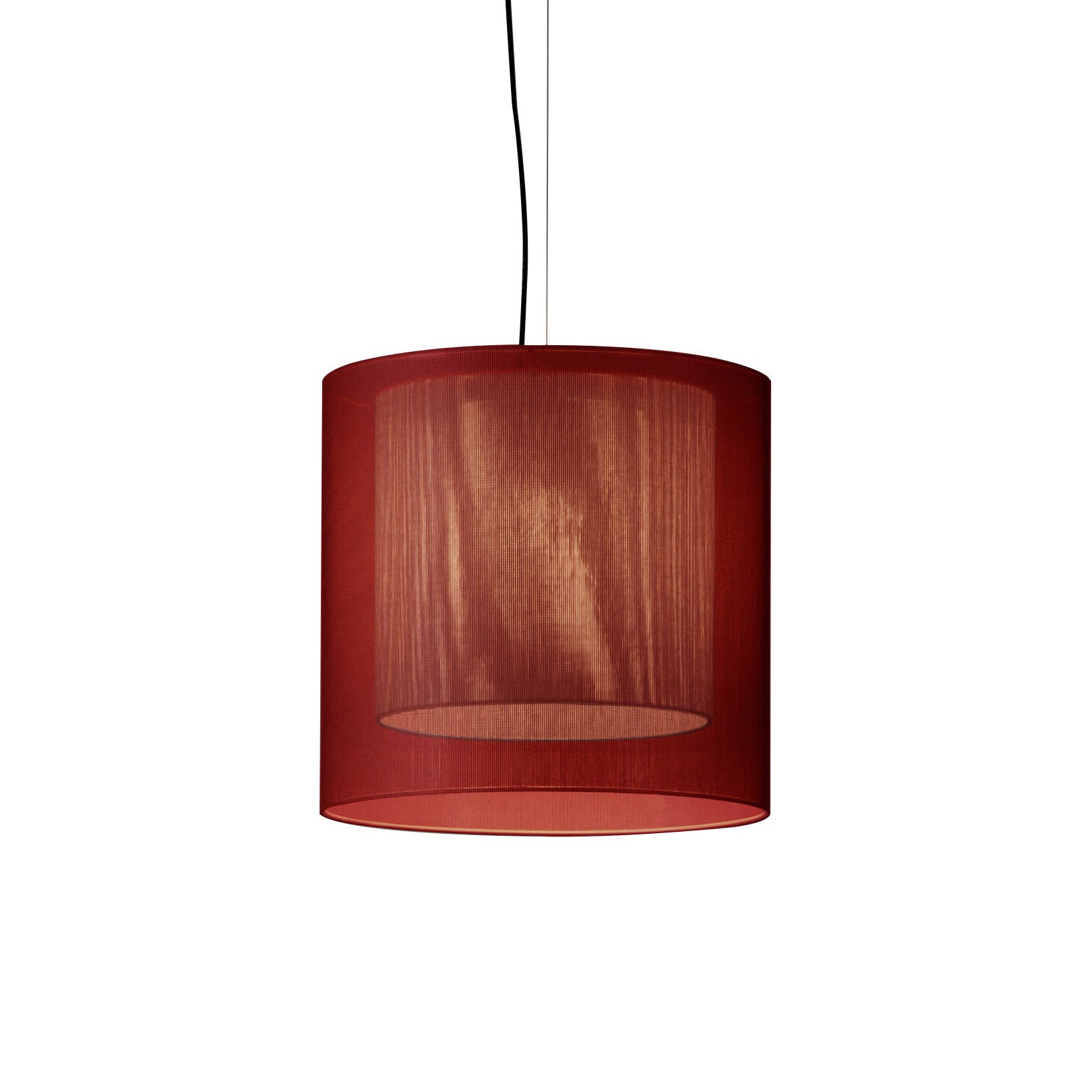 Moaré Pendant Lamp: Medium (Double Shade) + Red + Grey