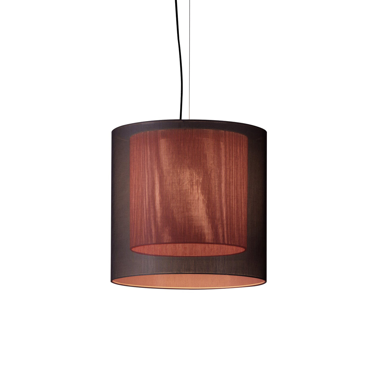 Moaré Pendant Lamp: Medium (Double Shade) + Grey + Red