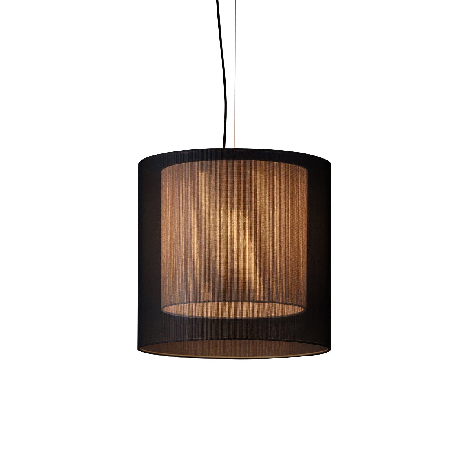 Moaré Pendant Lamp: Medium (Double Shade) + Black + White