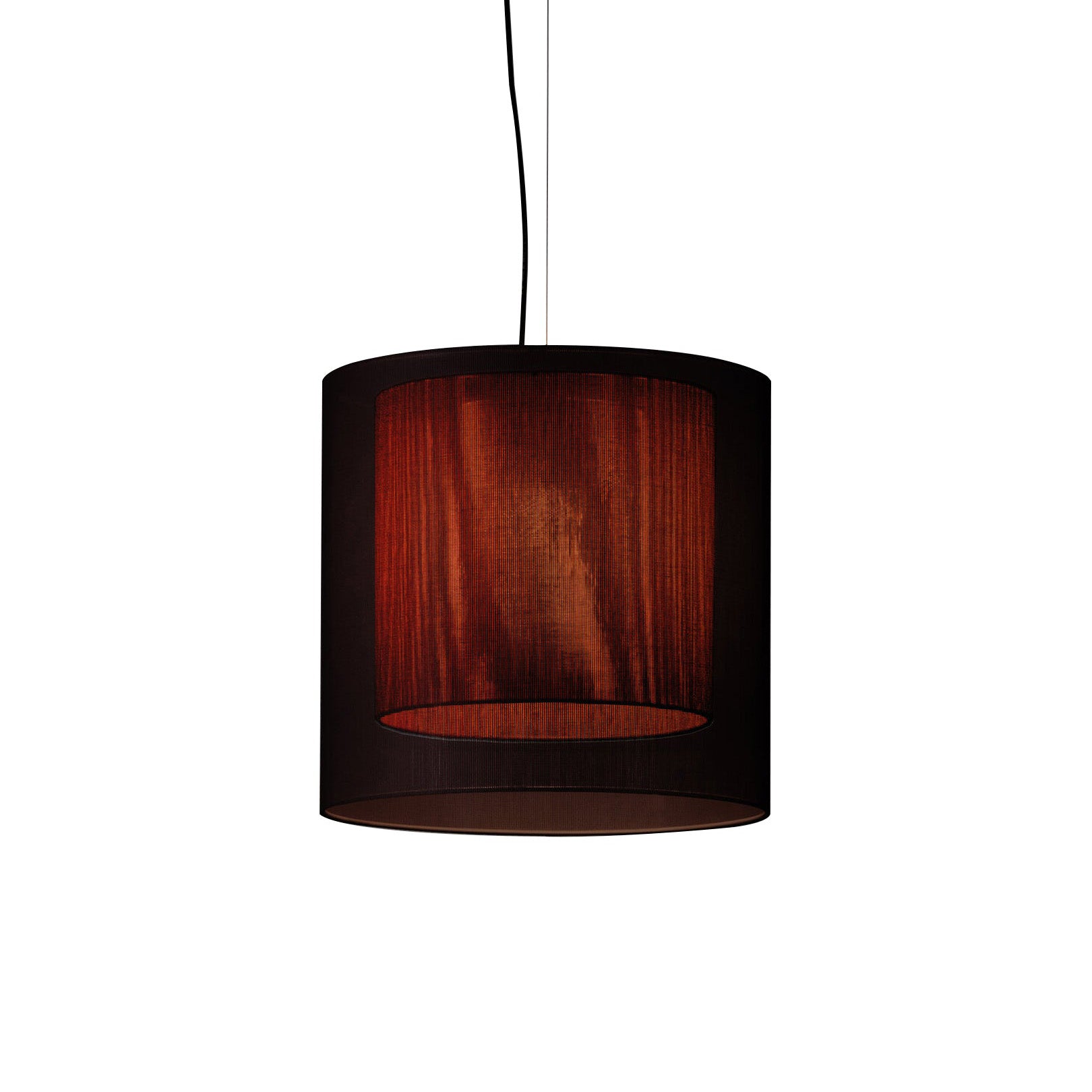 Moaré Pendant Lamp: Medium (Double Shade) + Black + Red