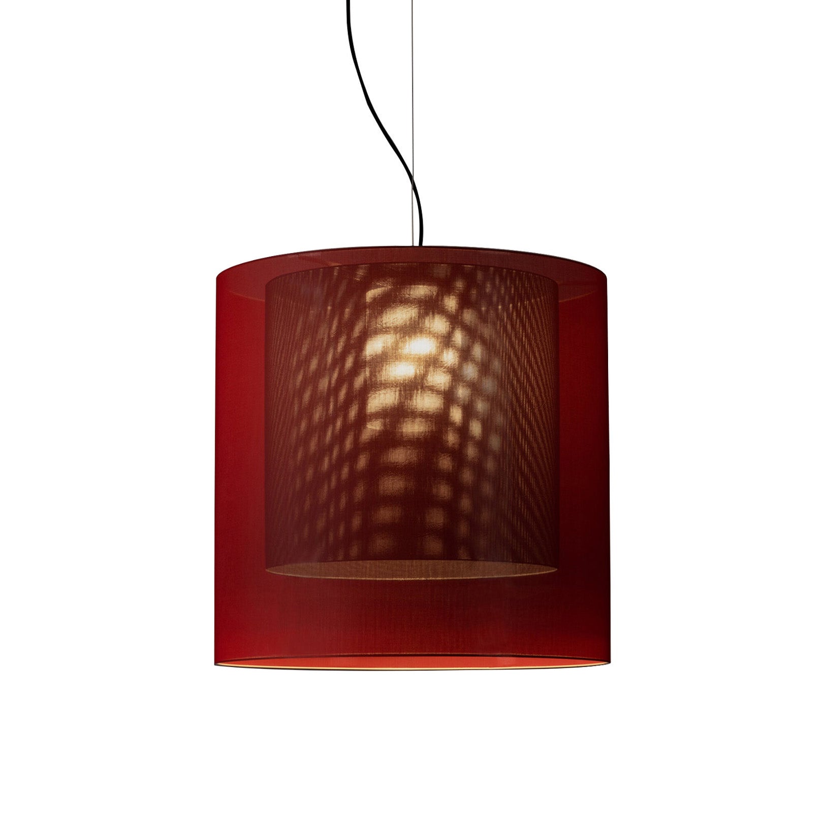 Moaré Pendant Lamp: Large (Double Shade) + Red + Black