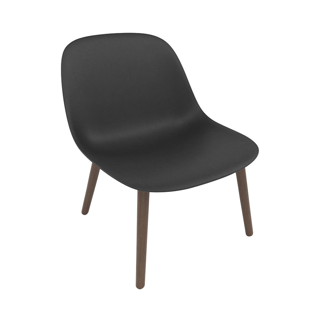 Fiber Lounge Chair: Wood Base + Black + Stained Dark Brown