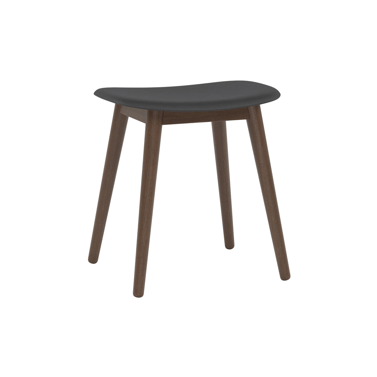 Fiber Stool: Wood Base + Stained Dark Brown + Anthracite Black