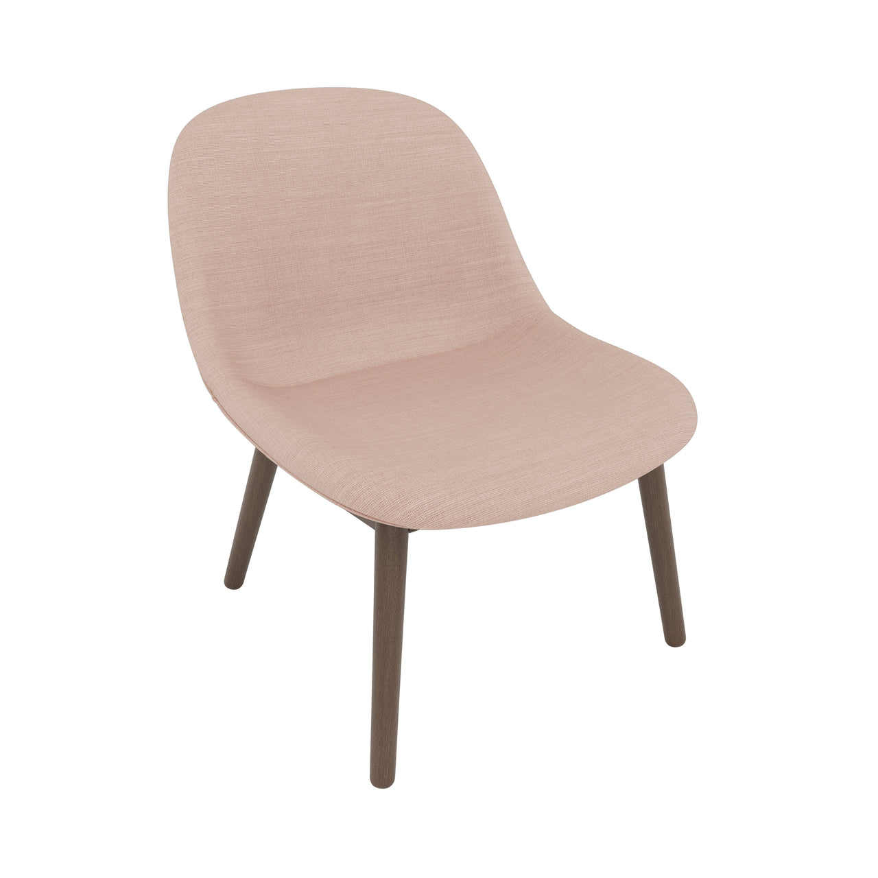 Fiber Lounge Chair: Wood Base + Upholstered + Stained Dark Brown