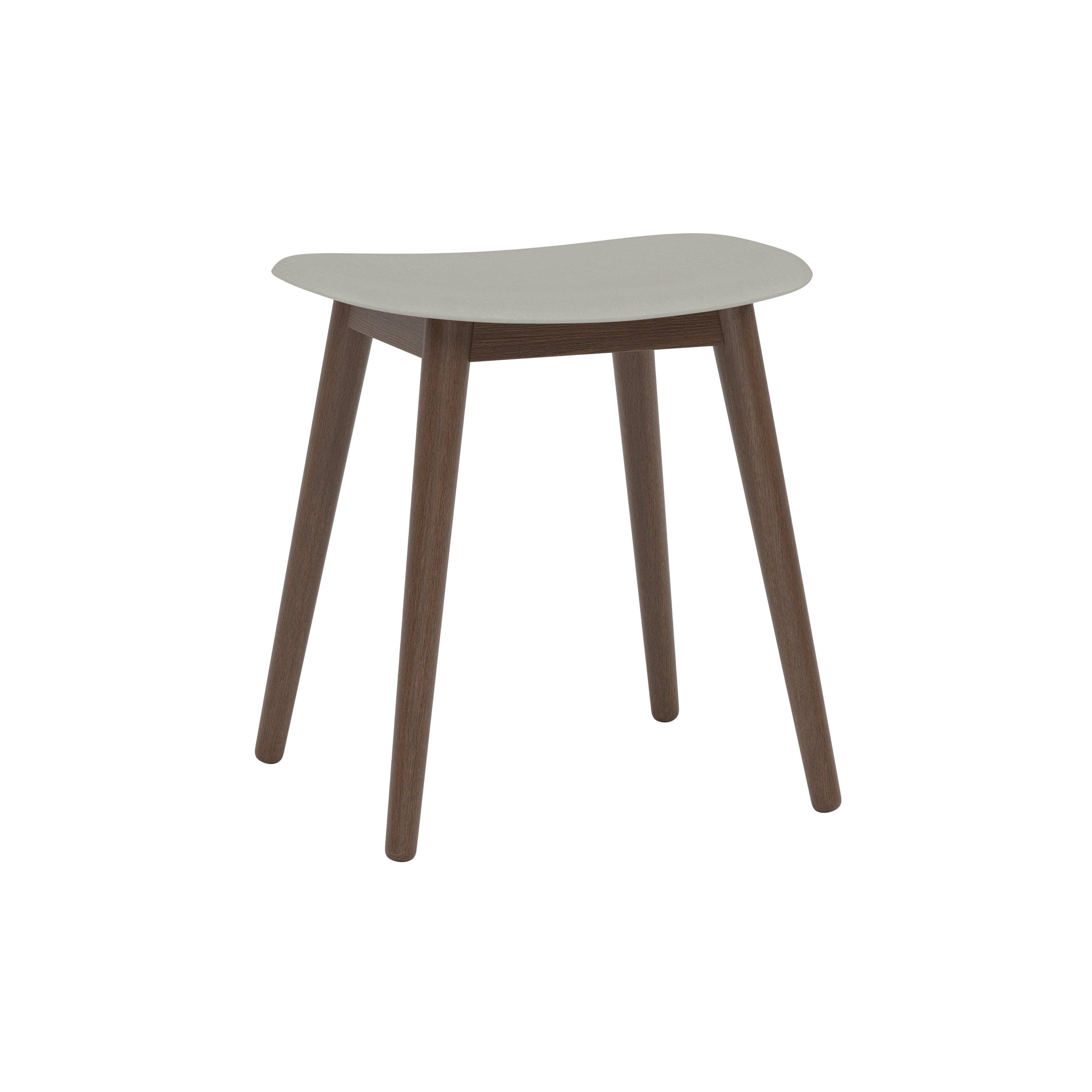 Fiber Stool: Wood Base + Stained Dark Brown + Grey