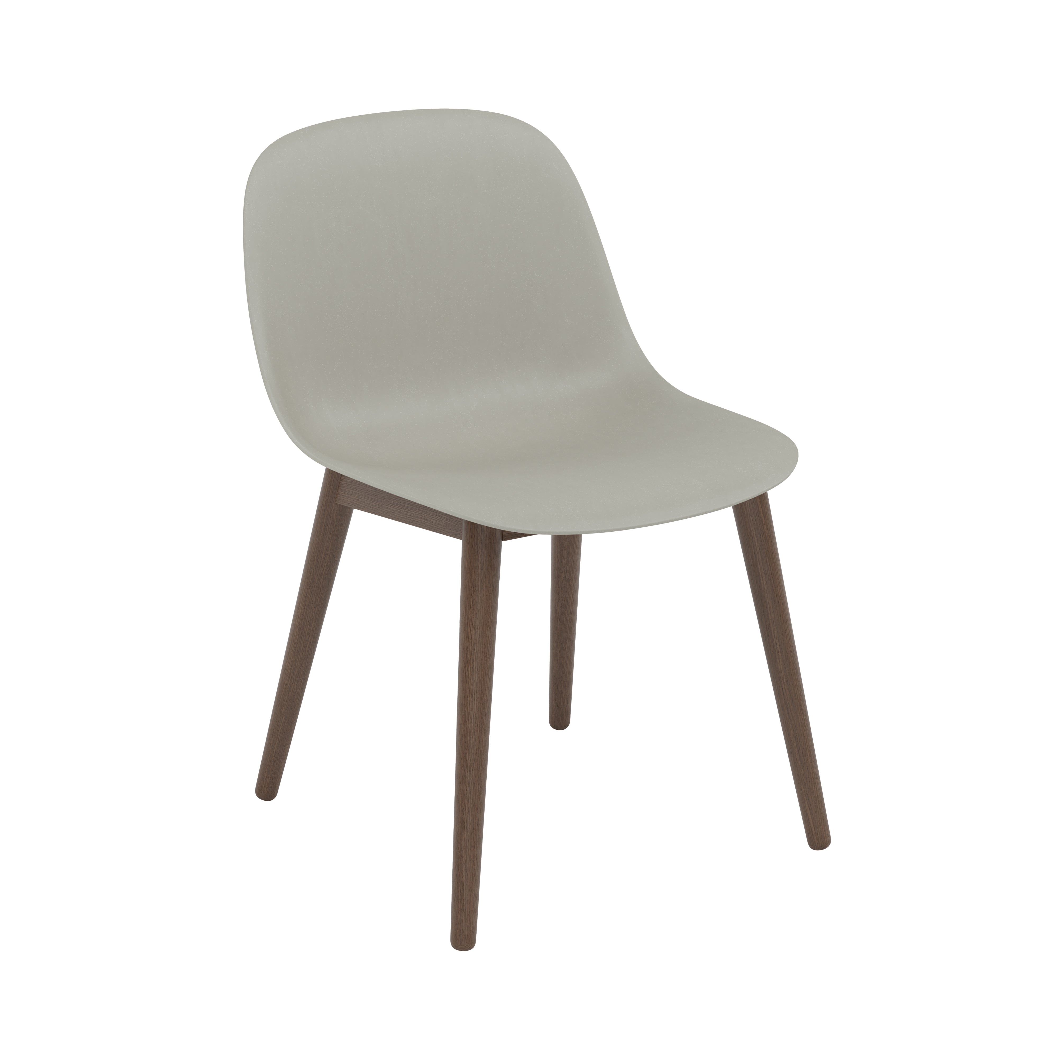 Fiber Side Chair: Wood Base + Recycled Shell + Stained Dark Brown + Grey