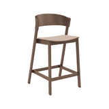 Cover Counter Stool: Upholstered + Stained Dark Brown + Without Footrest
