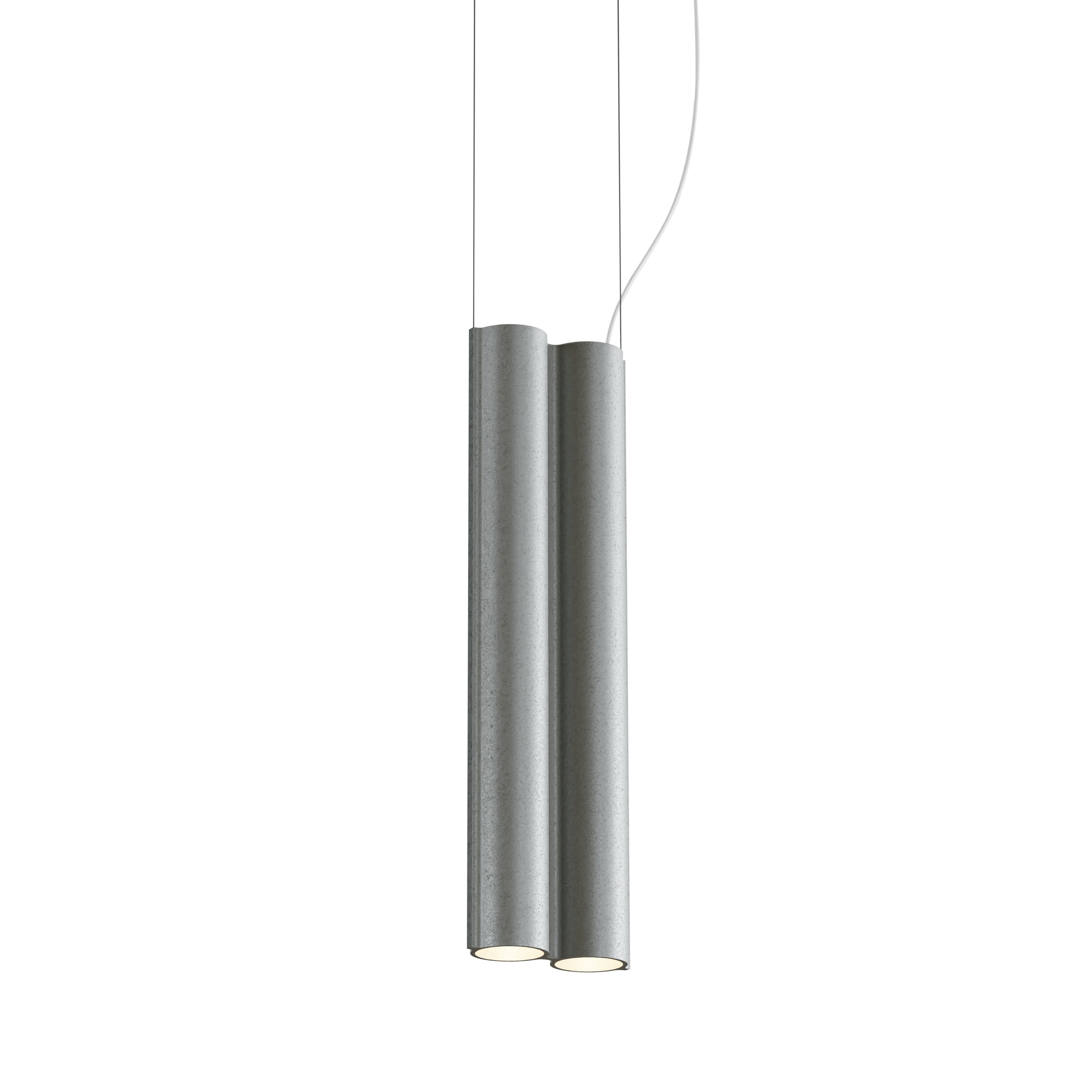 Silo 2SB Suspension Lamp: Tumbled Aluminum