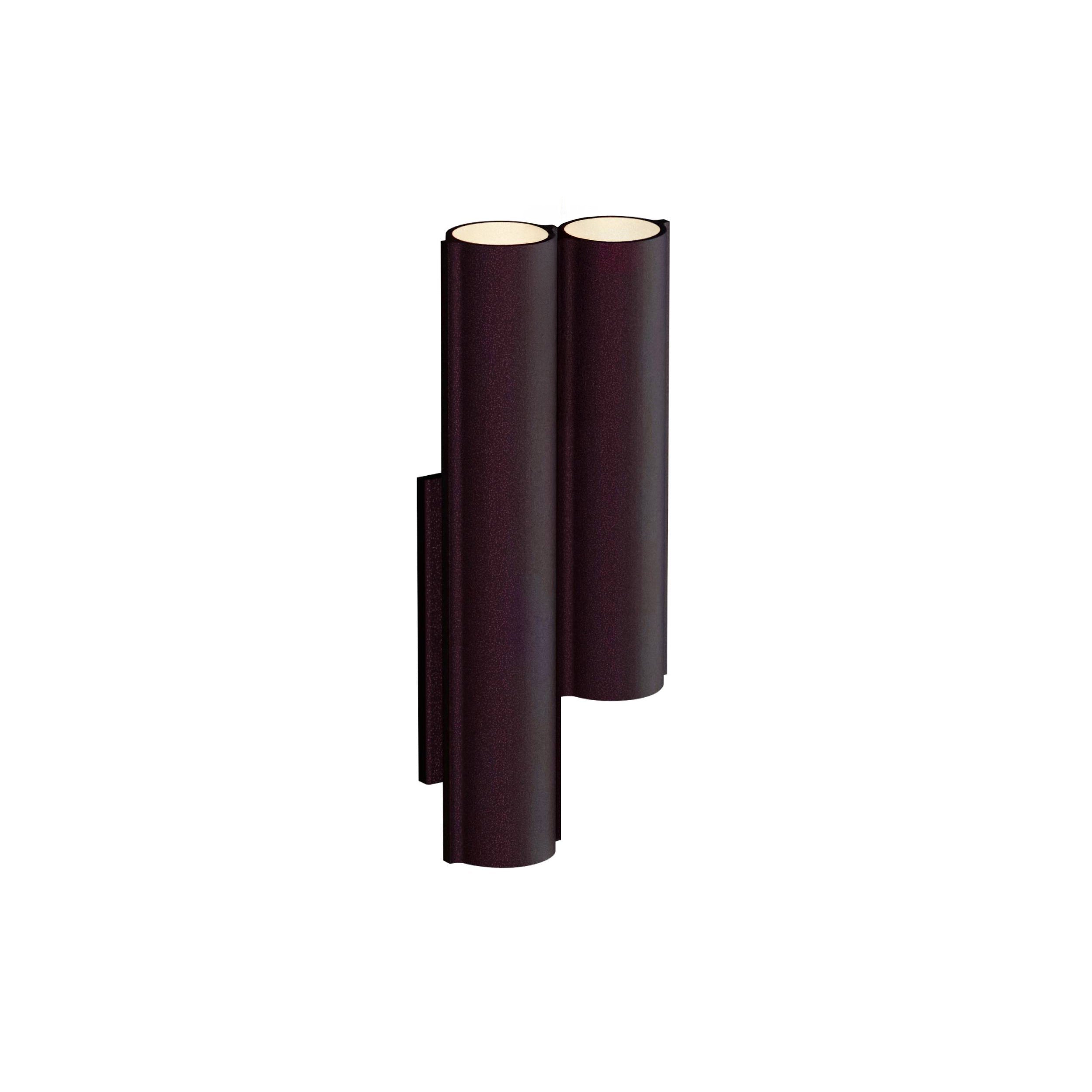 Silo 2WC Wall Light: Uplight + Textured Aubergine