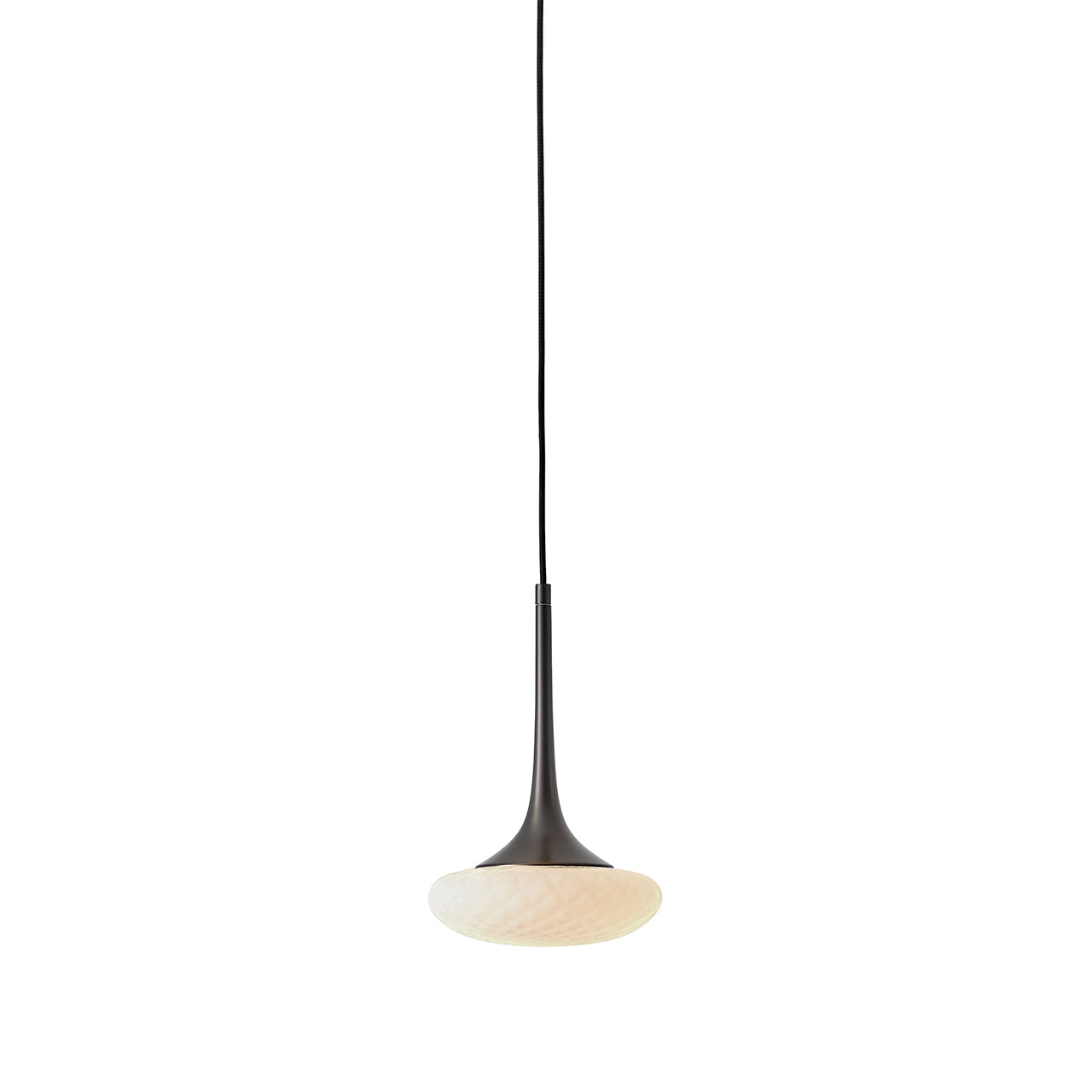 Louis Pendant: Extra Small + Satin Nickel + Opal + Patterned