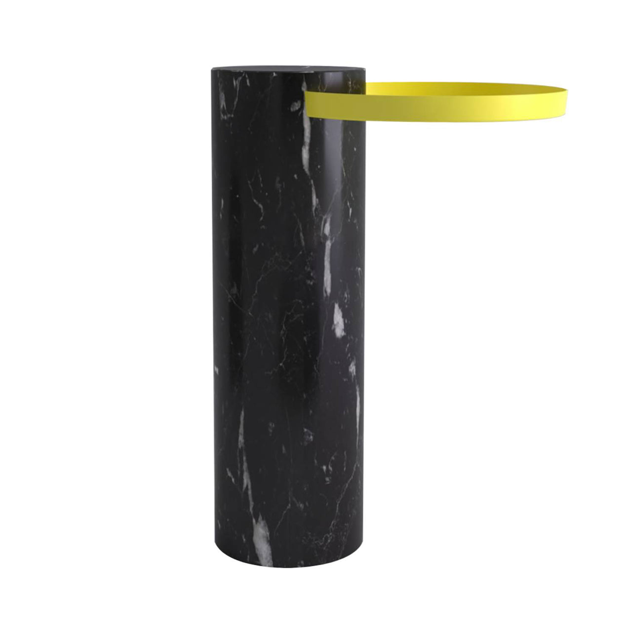 Salute Side Table: High + Black Marquina Marble + Yellow
