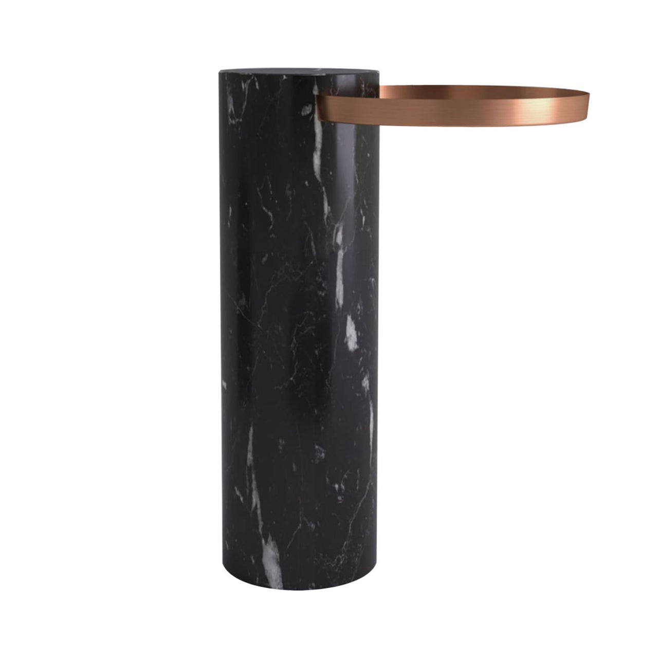 Salute Side Table: High + Black Marquina Marble + Copper
