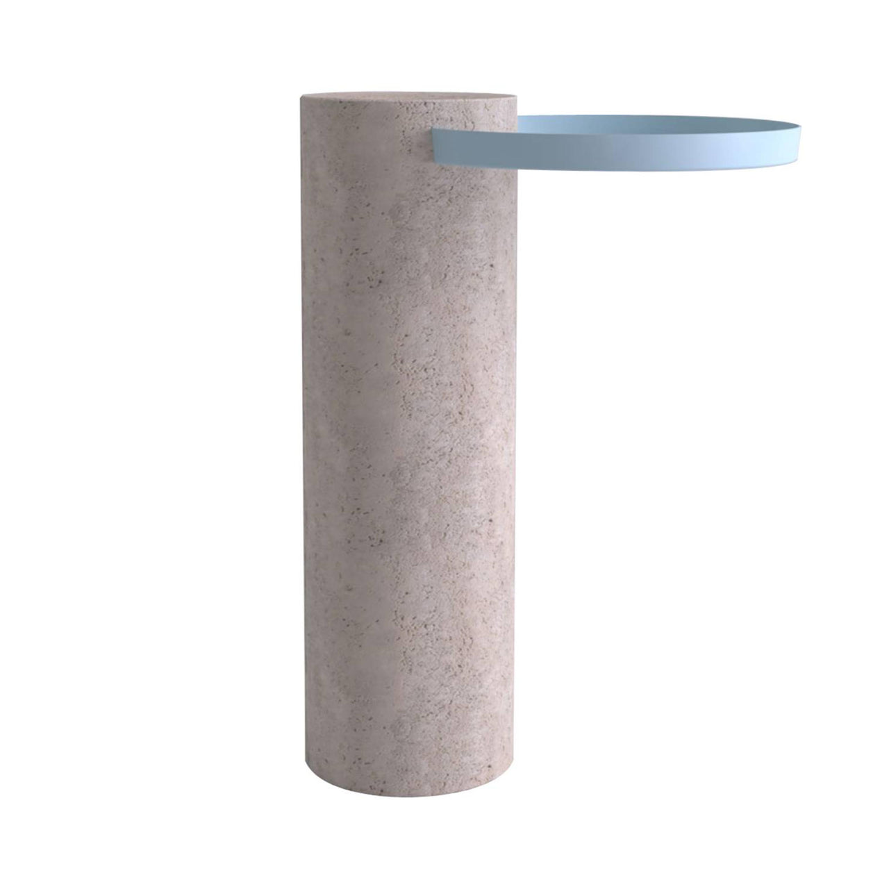 Salute Side Table: High + Pink Marble + Light Blue