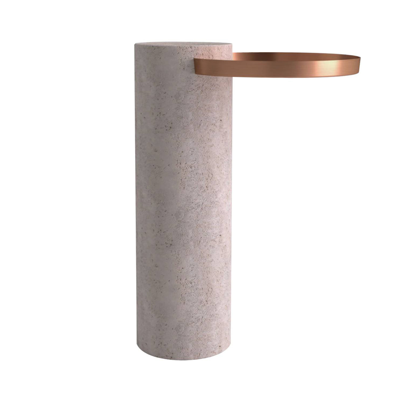 Salute Side Table: High + Pink Marble + Copper
