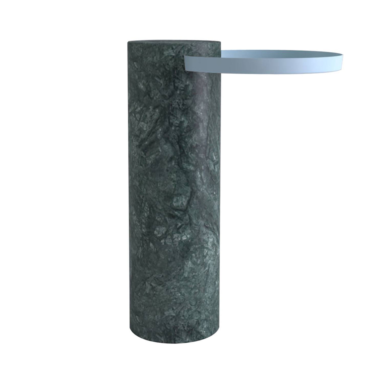 Salute Side Table: High + Indian Green Marble + Light Blue