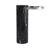 Salute Side Table: High + Black Marquina Marble + Polished  Steel