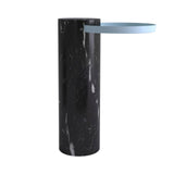 Salute Side Table: High + Black Marquina Marble + Light Blue