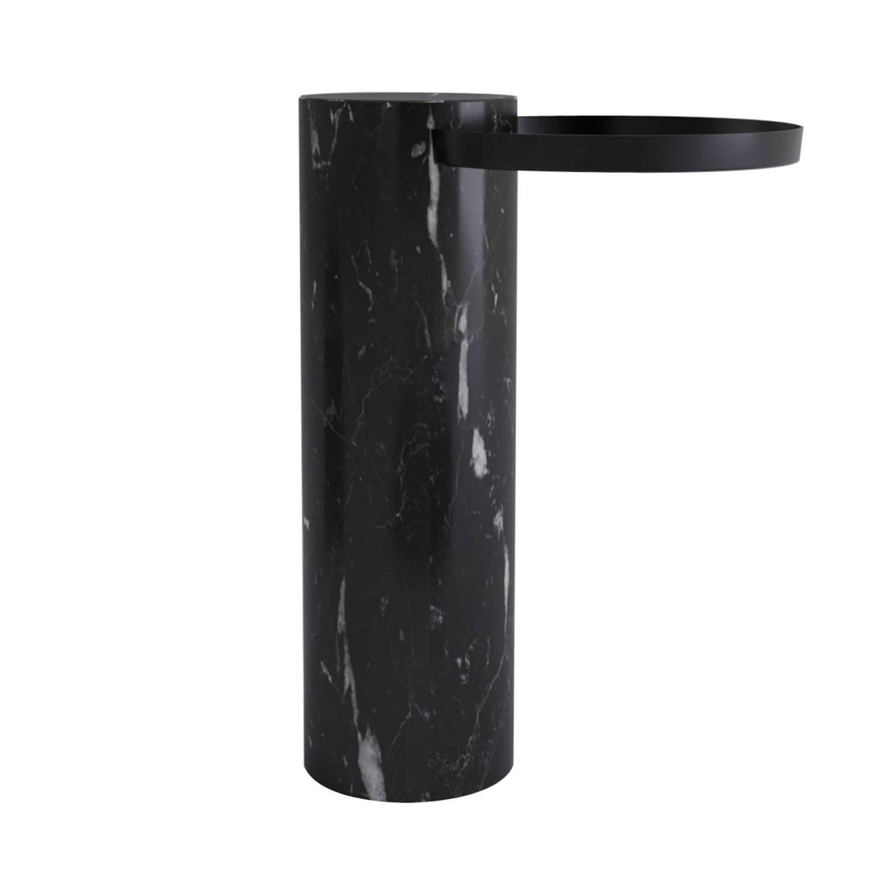 Salute Side Table: High + Black Marquina Marble + Black