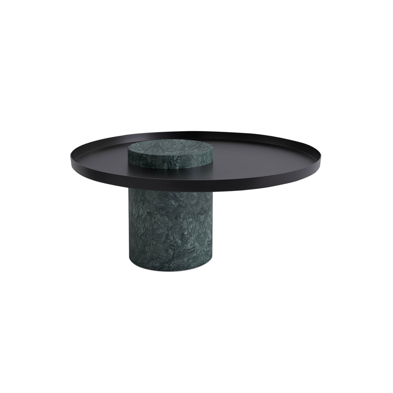 Salute Side Table: Low + Indian Green Marble + Black