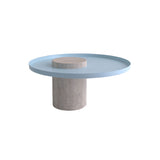Salute Side Table: Low + Pink Marble + Light Blue