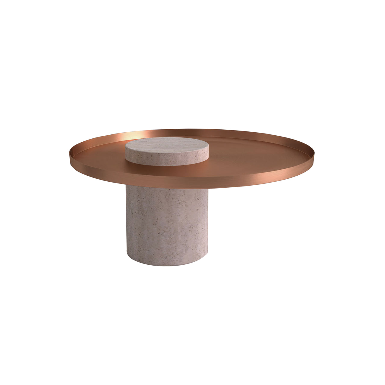 Salute Side Table: Low + Pink Marble + Copper