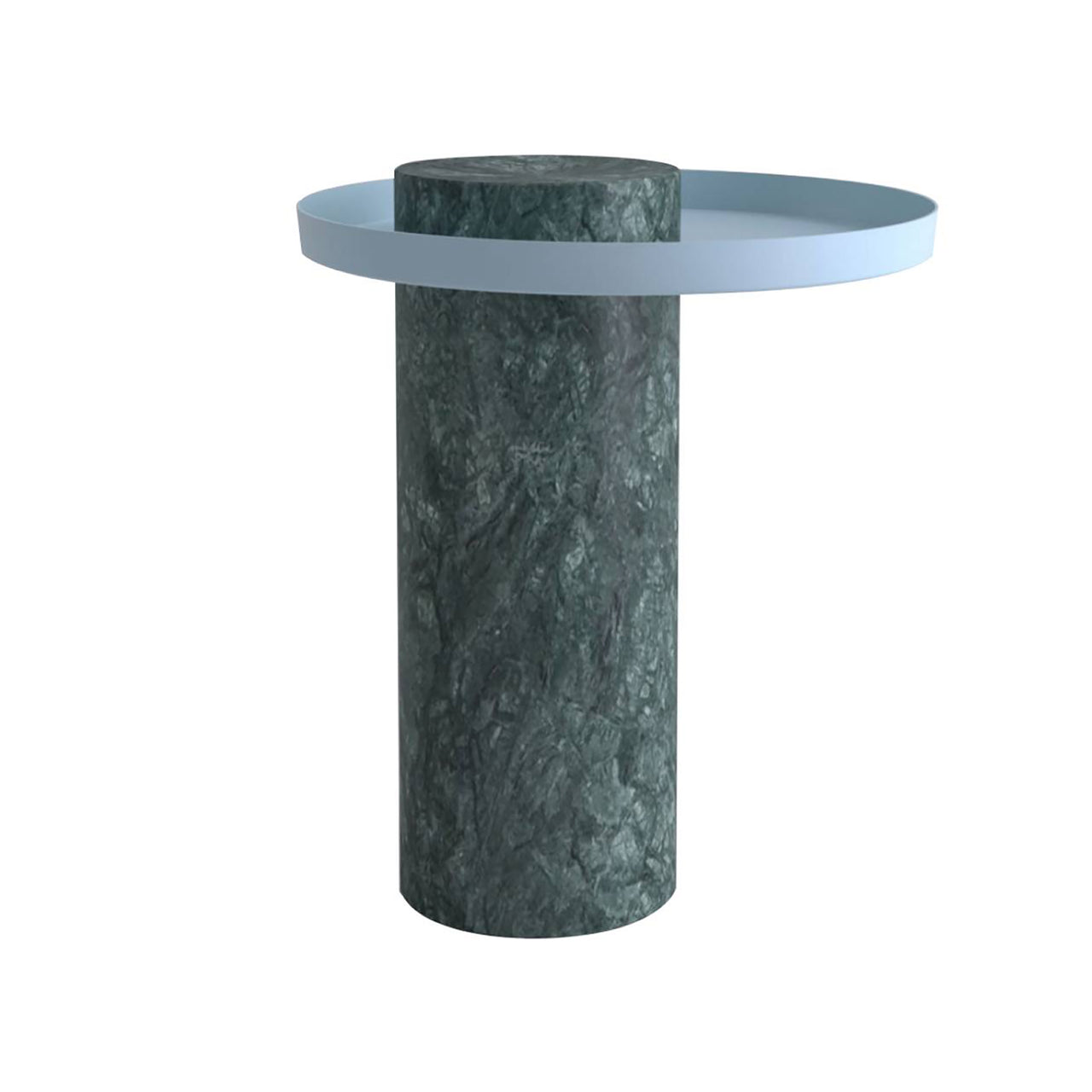Salute Side Table: Medium + Indian Green Marble + Light Blue