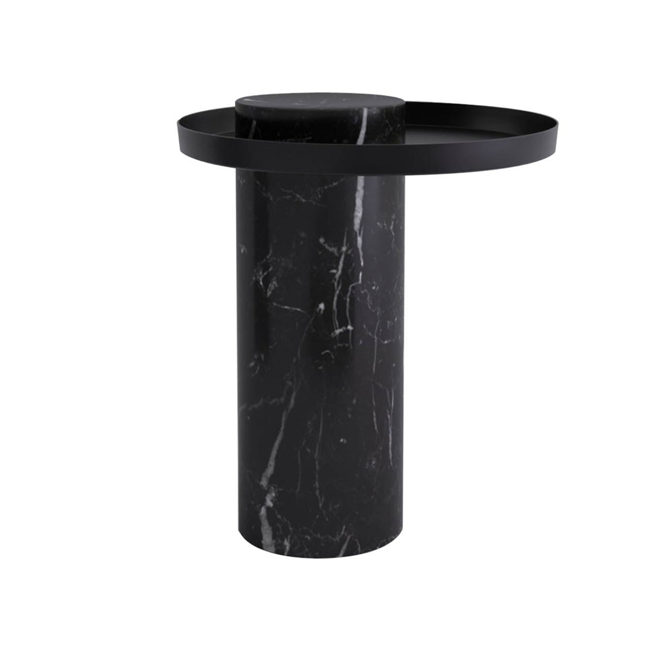 Salute Side Table: Medium + Black Marquina Marble + Black