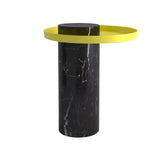 Salute Side Table: Medium + Black Marquina Marble + Yellow