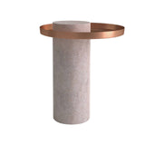Salute Side Table: Medium + Pink Marble + Copper