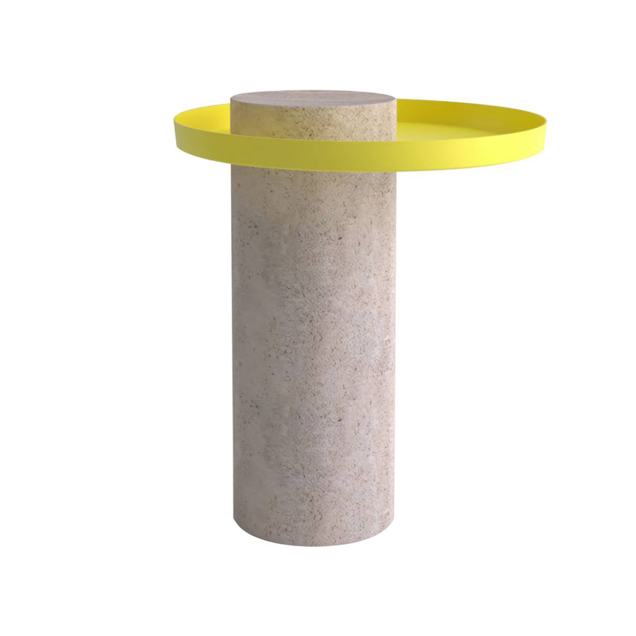 Salute Side Table: Medium + Pink Marble +  Yellow