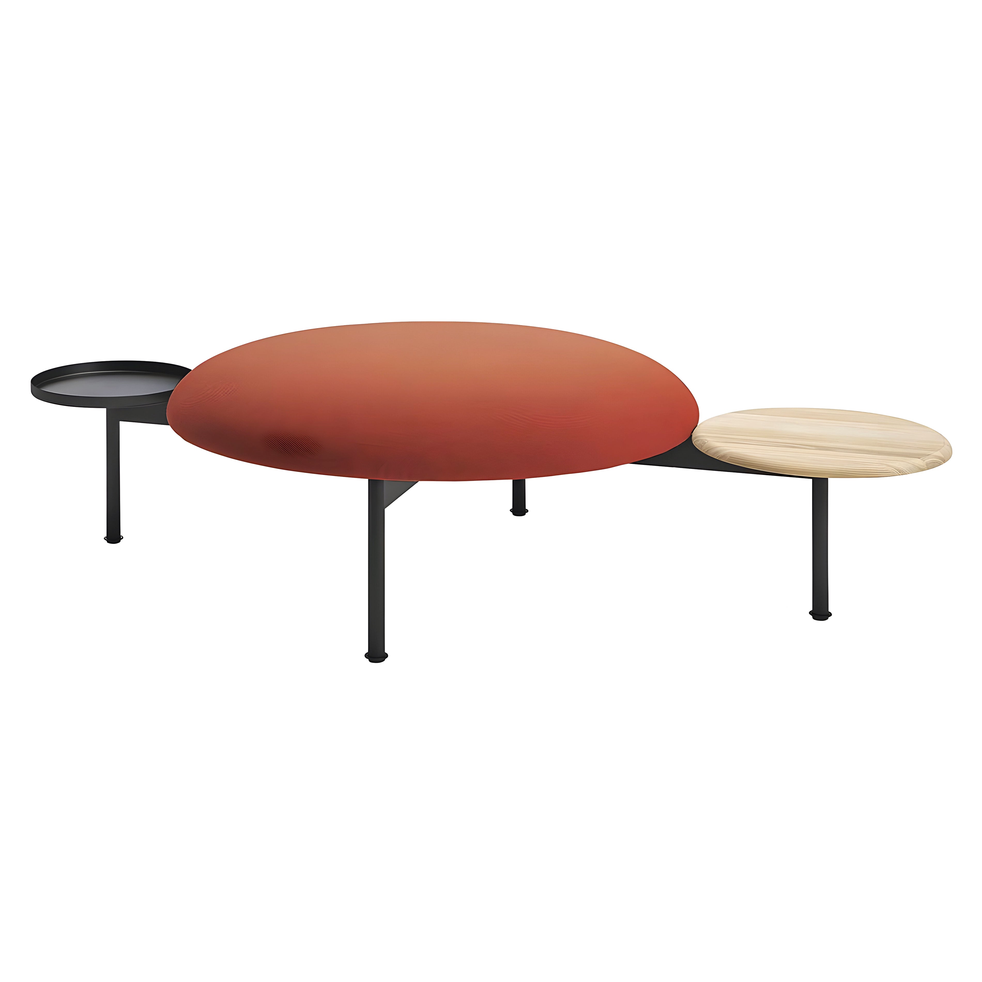 Meeting Point Pouf with Side Table + Tray + Black