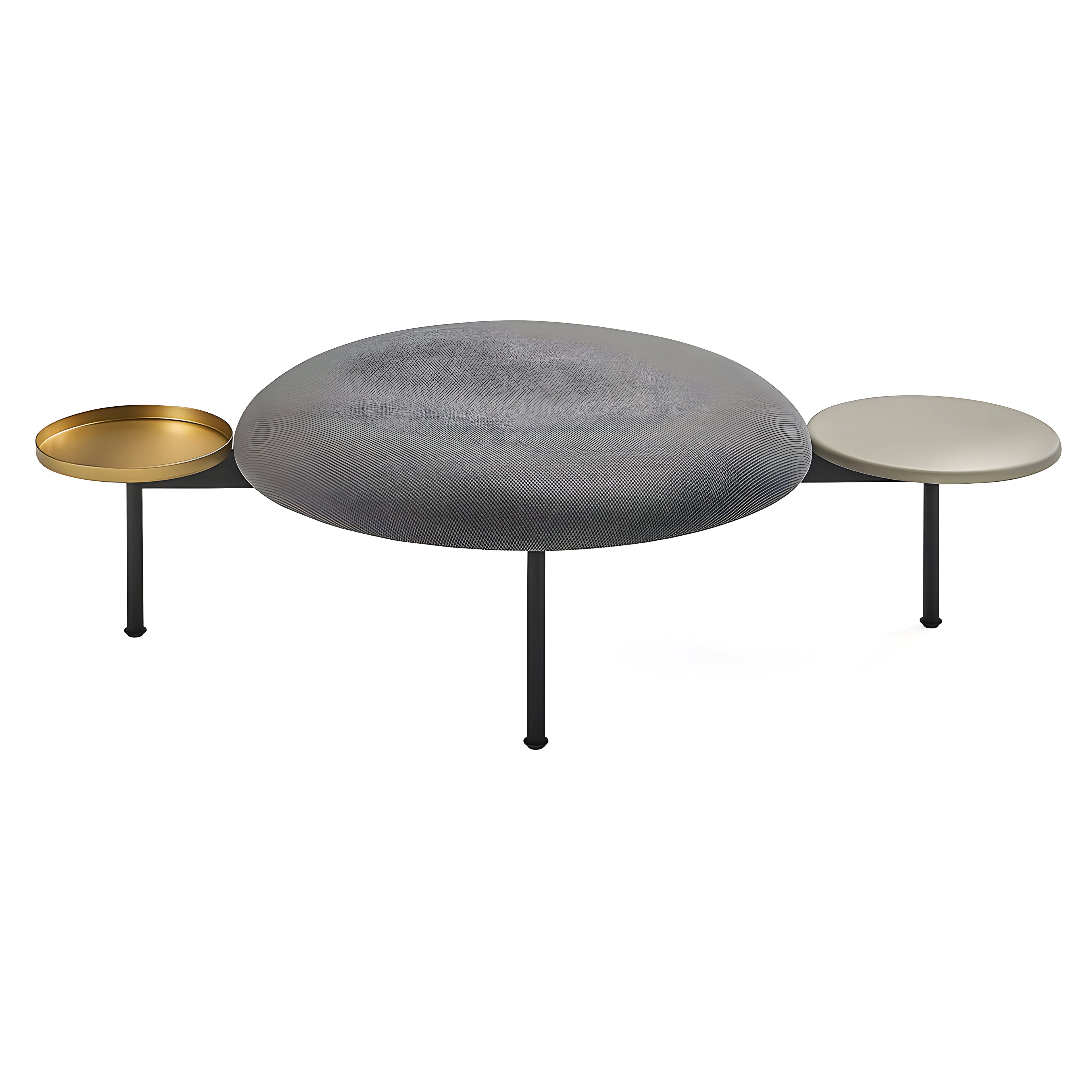 Meeting Point Pouf with Side Table + Tray + Gold