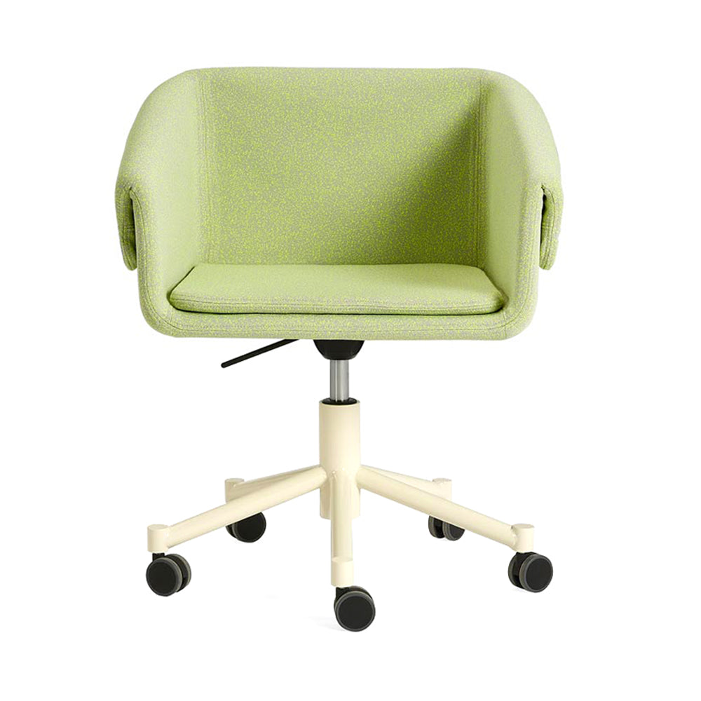 Collar Chair with Cushion: Swivel Gaslift + Crema Matt Lacquered 
